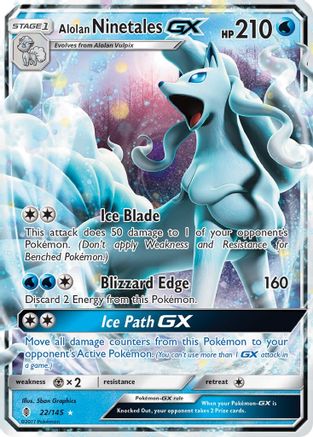 Alolan Ninetales GX - 22/145 - SM  Guardians Rising Holofoil
