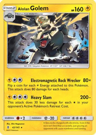Alolan Golem - 42/145 - SM  Guardians Rising Holofoil
