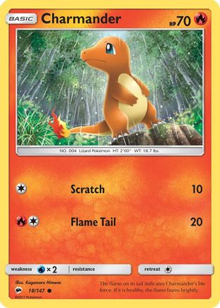 Charmander 18/147 - SM  Burning Shadows Reverse Holofoil