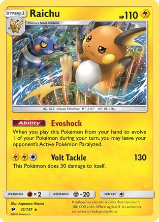 Raichu 41/147 - Burning Shadows Reverse Holofoil