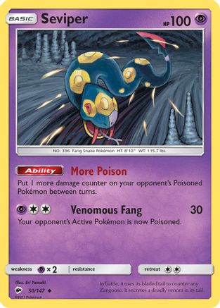 Seviper 50/147 - Burning Shadows Reverse Holofoil