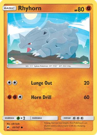 Rhyhorn 65/147 - SM  Burning Shadows Reverse Holofoil