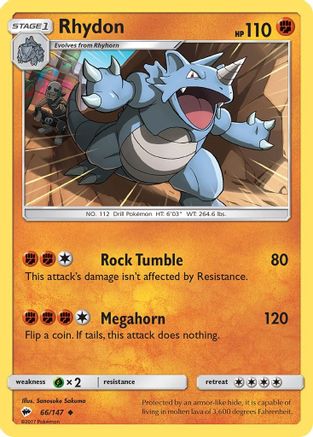 Rhydon 66/147 - Burning Shadows Reverse Holofoil