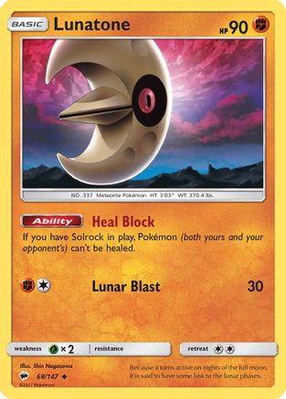 Lunatone 68/147 - SM  Burning Shadows