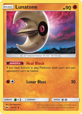 Lunatone 68/147 - Burning Shadows Reverse Holofoil