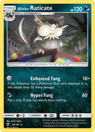 Alolan Raticate - 82/147 - SM  Burning Shadows Reverse Holofoil