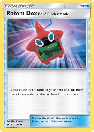 Rotom Dex Poke Finder Mode 122/147 - SM  Burning Shadows Reverse Holofoil