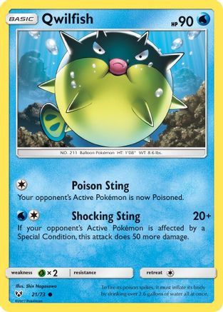 Qwilfish 21/73 - Shining Legends Reverse Holofoil