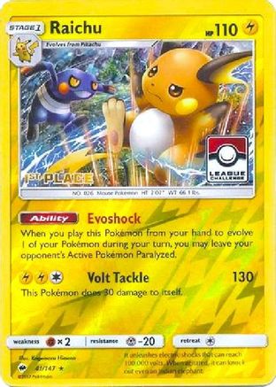 Raichu - 41/147 (League Challenge) [1st Place] 41 - League & Championship Cards Reverse Holofoil