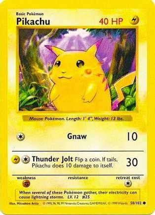 Pikachu (Red Cheeks) 58 - Base Set Shadowless 1st Edition