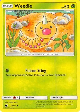 Weedle 1/111 - Crimson Invasion Reverse Holofoil