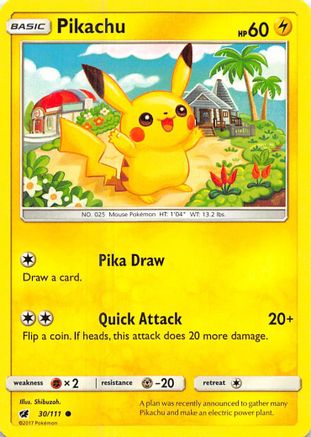 Pikachu 30/111 - SM  Crimson Invasion Reverse Holofoil