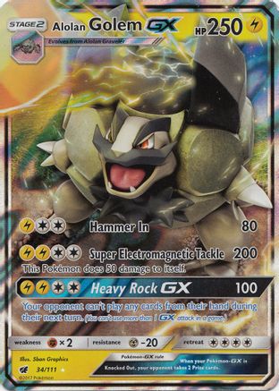 Alolan Golem GX - 34/111 - SM  Crimson Invasion Holofoil