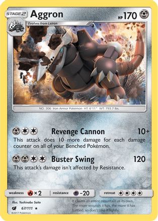 Aggron - 67/111 - SM  Crimson Invasion Holofoil