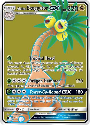 Alolan Exeggutor GX (Full Art) - 107/111 - SM  Crimson Invasion Holofoil