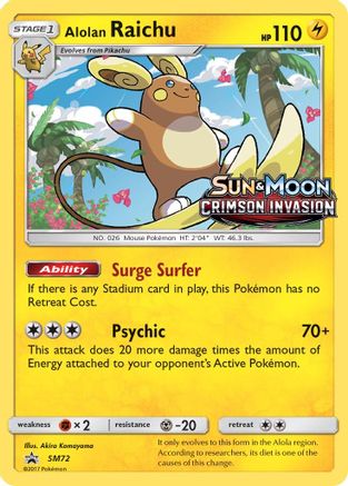 Alolan Raichu - SM72 (Prerelease) - SM72/248 - SM Promos Holofoil