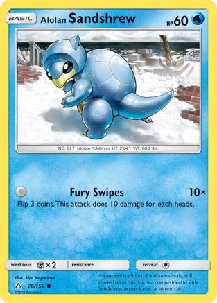 Alolan Sandshrew - 28/138 - SM  Ultra Prism Reverse Holofoil