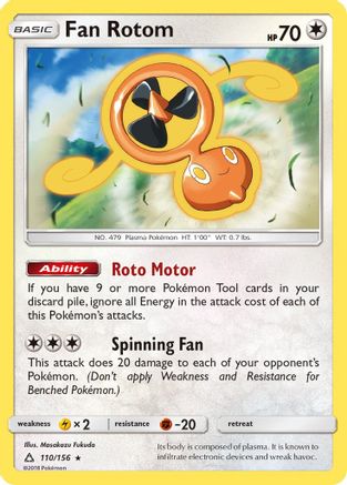 Fan Rotom 110/156 - SM  Ultra Prism Reverse Holofoil