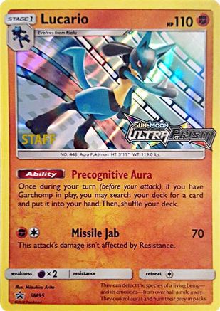 Lucario - SM95 (Prerelease) [Staff] SM95 - SM Promos Holofoil