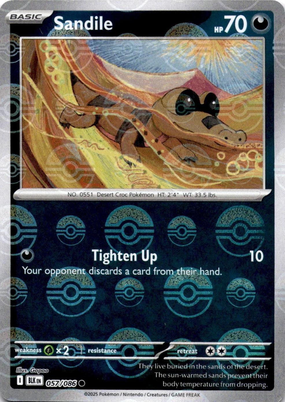 Sandile (Poke Ball Pattern) 57 - SV Black Bolt Holofoil
