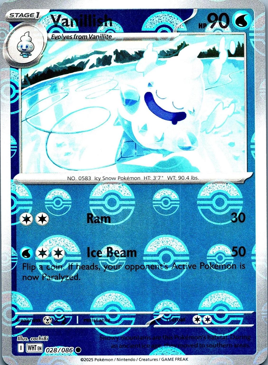 Vanillish (Poke Ball Pattern) 28 - SV White Flare Holofoil