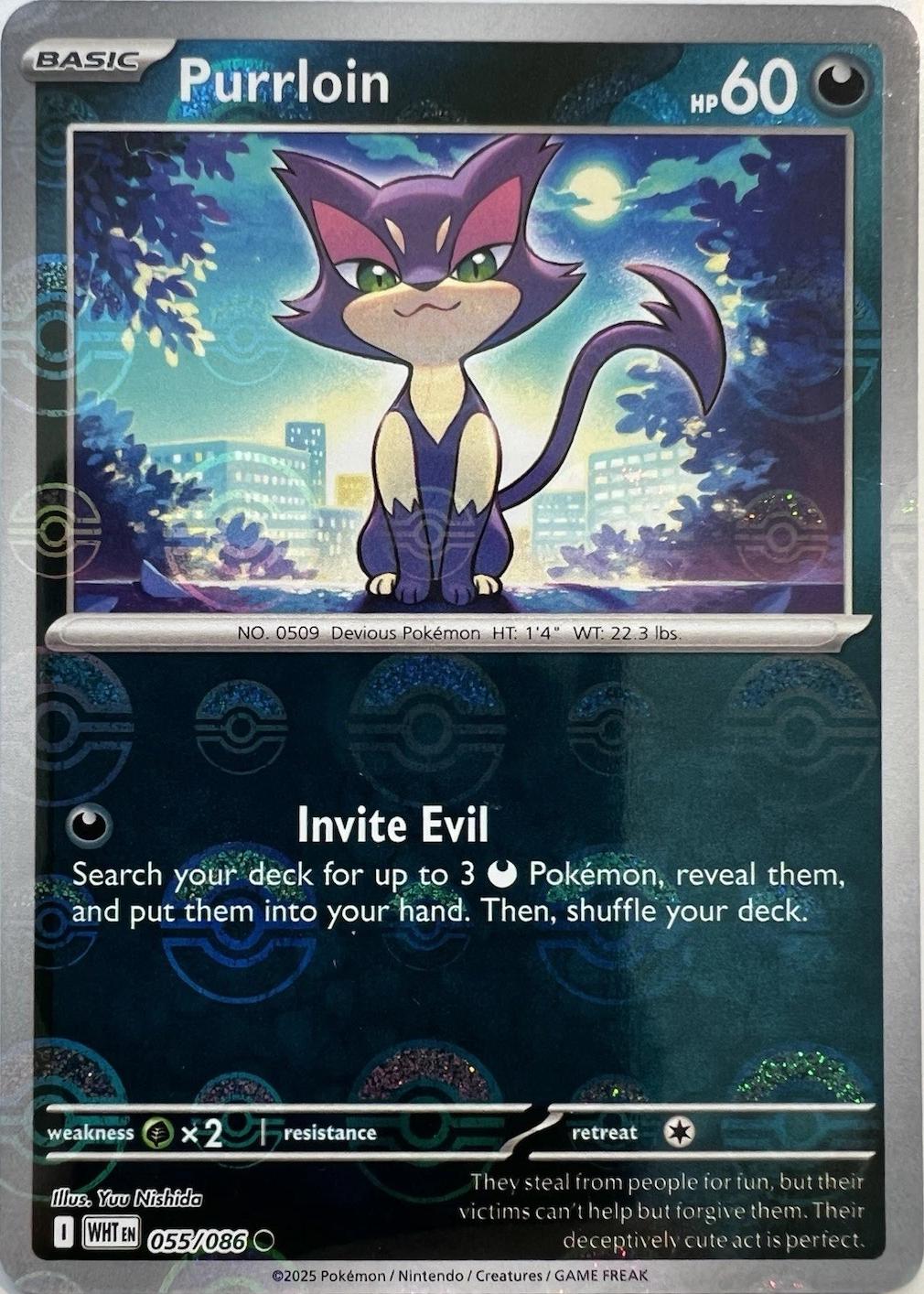 Purrloin (Poke Ball Pattern) 55 - SV White Flare Holofoil