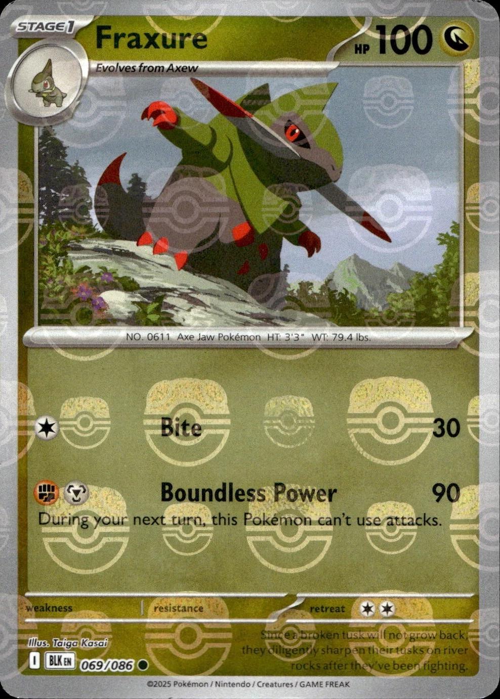 Fraxure (Master Ball Pattern) 69 - SV Black Bolt Holofoil