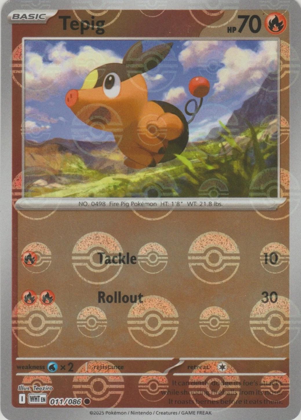 Tepig (Poke Ball Pattern) 11 - SV White Flare Holofoil
