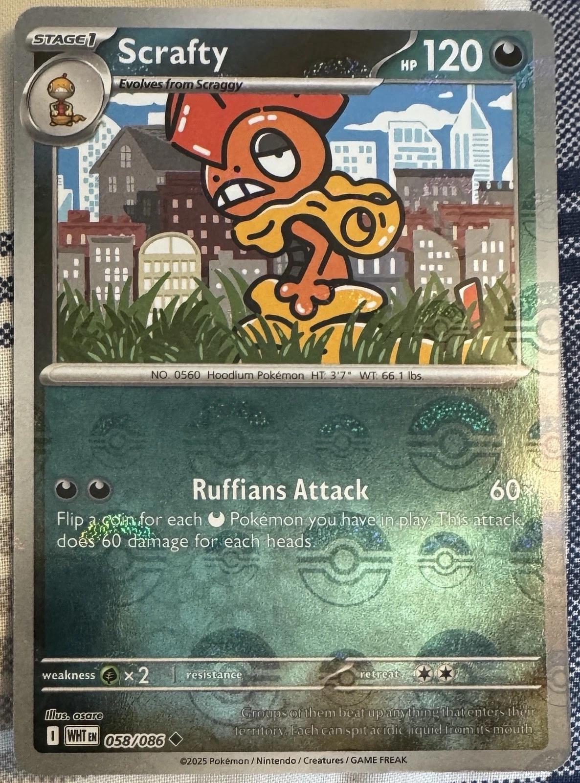 Scrafty (Poke Ball Pattern) 58 - SV White Flare Holofoil