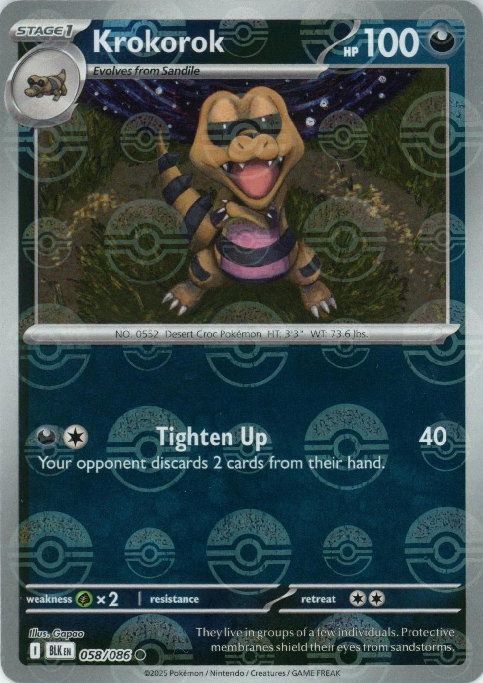 Krokorok (Poke Ball Pattern) 58 - SV Black Bolt Holofoil