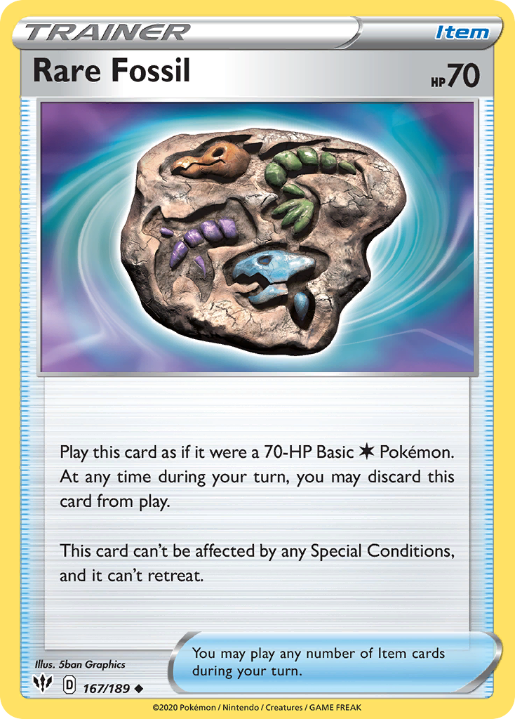 Rare Fossil 167/189 - SWSH03 Darkness Ablaze Reverse Holofoil