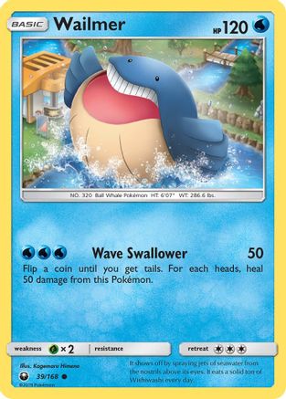 Wailmer 39/168 - SM  Celestial Storm Reverse Holofoil