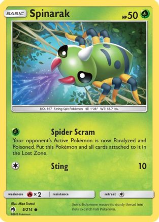 Spinarak 9/214 - Lost Thunder Reverse Holofoil