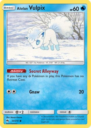 Alolan Vulpix - 53/214 - SM  Lost Thunder Reverse Holofoil