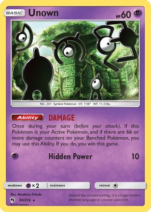 Unown (90) 90/214 - SM  Lost Thunder Reverse Holofoil
