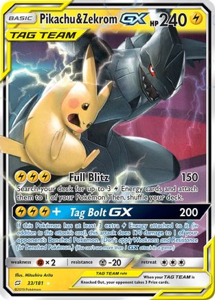 Pikachu & Zekrom GX 33/181 - SM  Team Up Holofoil