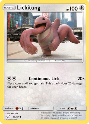 Lickitung (Holo Common) 16/18 - Detective Pikachu Holofoil