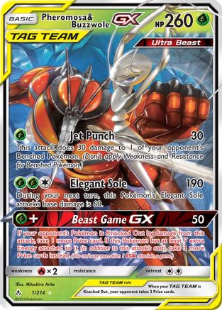 Pheromosa & Buzzwole GX 1/214 - SM  Unbroken Bonds Holofoil