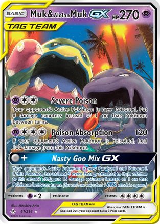 Muk & Alolan Muk GX 61/214 - SM  Unbroken Bonds Holofoil