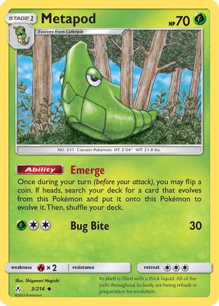 Metapod 3/214 - Unbroken Bonds Reverse Holofoil