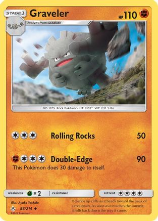 Graveler 88/214 - Unbroken Bonds Reverse Holofoil