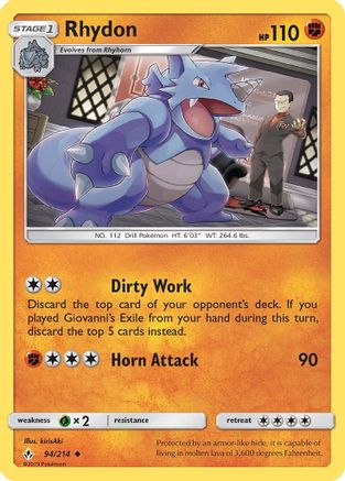 Rhydon 94/214 - Unbroken Bonds Reverse Holofoil