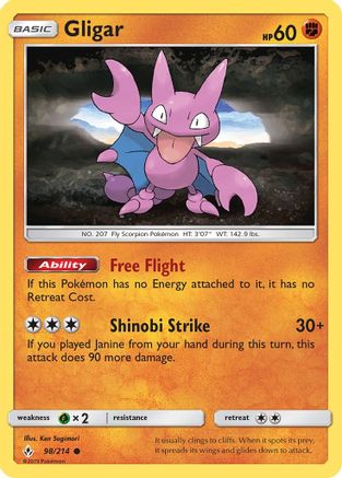 Gligar 98/214 - SM  Unbroken Bonds Reverse Holofoil