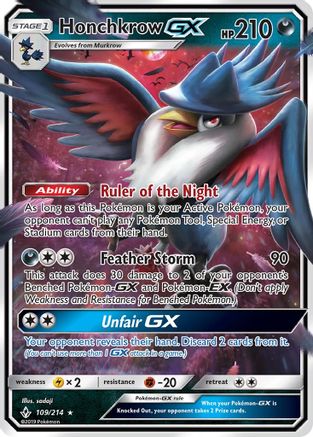 Honchkrow-GX 109/214 - Unbroken Bonds Holofoil