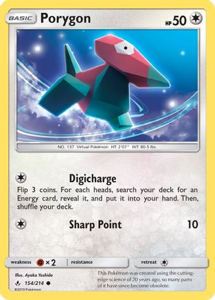 Porygon (154) 154/214 - SM  Unbroken Bonds Reverse Holofoil