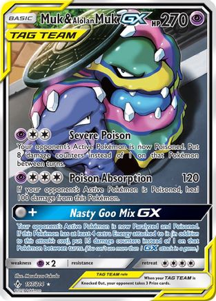 Muk & Alolan Muk GX (197) (Full Art) 197/214 - SM  Unbroken Bonds Holofoil