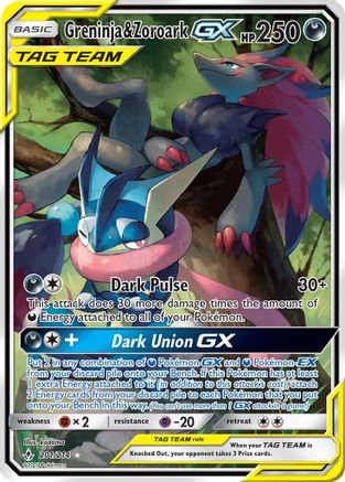 Greninja & Zoroark GX (201) (Alternate Full Art) 201/214 - Unbroken Bonds Holofoil