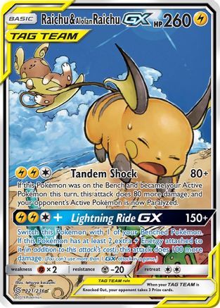 Raichu & Alolan Raichu-GX 221/236 - Unified Minds Holofoil