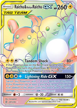 Raichu & Alolan Raichu-GX 241/236 - Unified Minds Holofoil