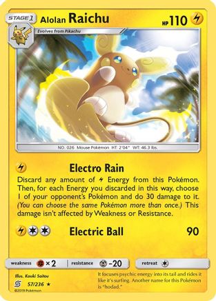 Alolan Raichu - 57/236 - SM  Unified Minds Holofoil